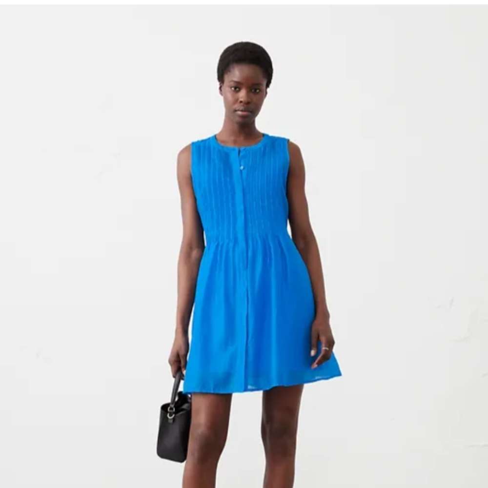 Pintuck Organza Mini Dress